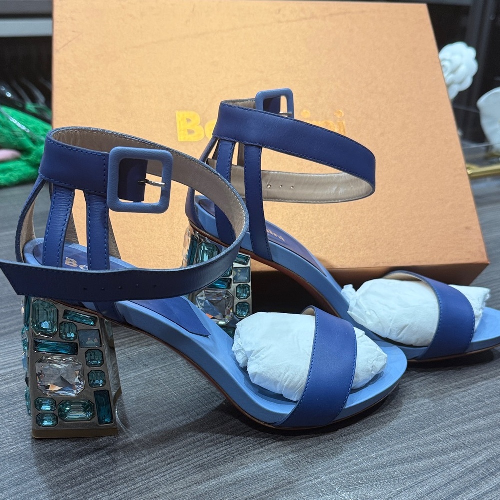 Baldinini Sapphire Blue Heels with Crystal Accents